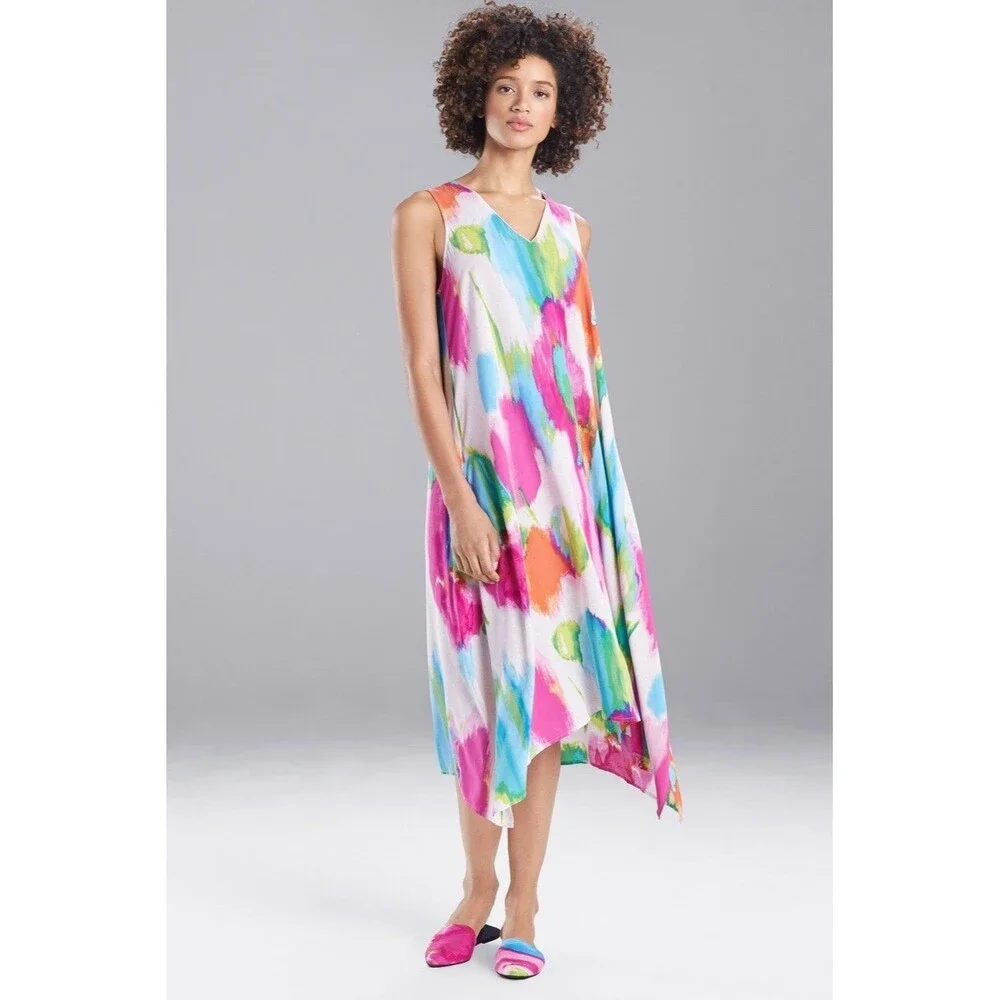 Natori Artsy Abstract Asymmetric Aurora Dress Size Medium